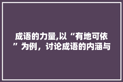 成语的力量,以“有地可依”为例，讨论成语的内涵与价值
