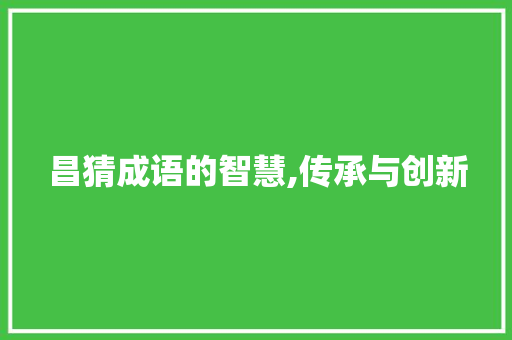 昌猜成语的智慧,传承与创新