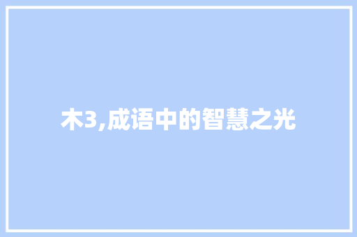 木3,成语中的智慧之光