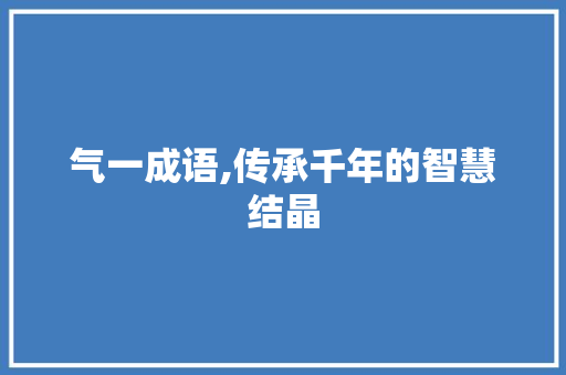 气一成语,传承千年的智慧结晶
