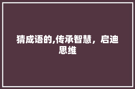 猜成语的,传承智慧，启迪思维