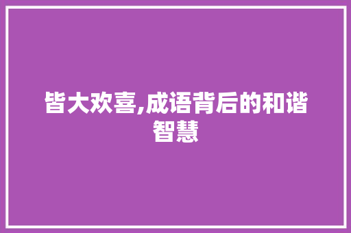皆大欢喜,成语背后的和谐智慧