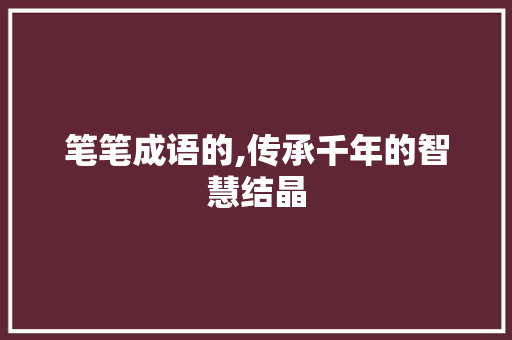 笔笔成语的,传承千年的智慧结晶