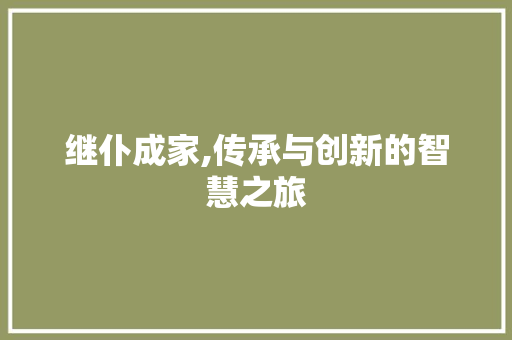 继仆成家,传承与创新的智慧之旅