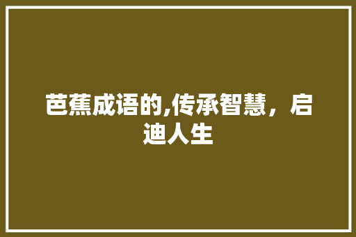 芭蕉成语的,传承智慧，启迪人生
