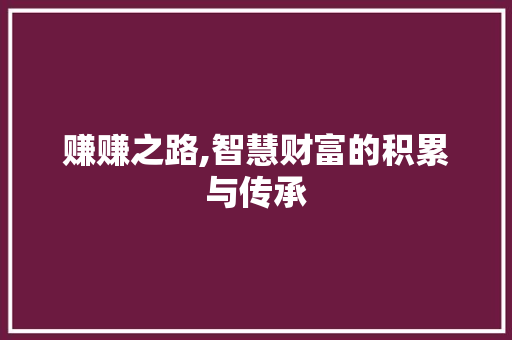 赚赚之路,智慧财富的积累与传承
