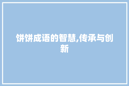 饼饼成语的智慧,传承与创新