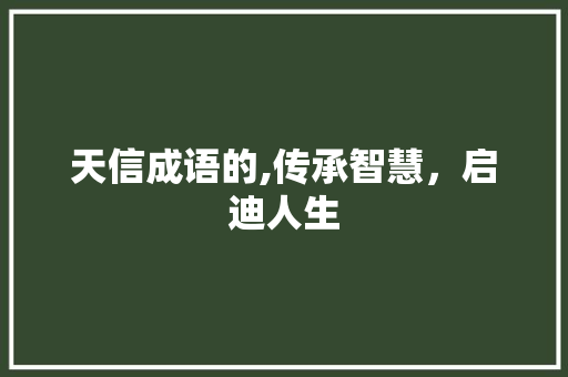 天信成语的,传承智慧，启迪人生