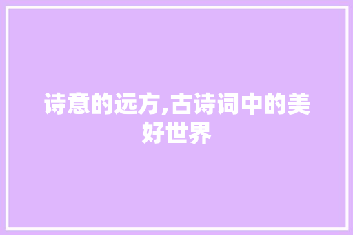 诗意的远方,古诗词中的美好世界