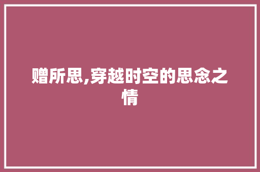 赠所思,穿越时空的思念之情 工作计划