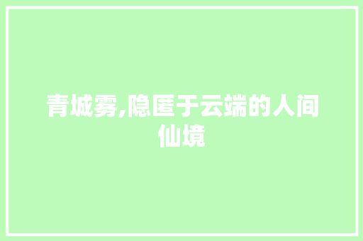 青城雾,隐匿于云端的人间仙境