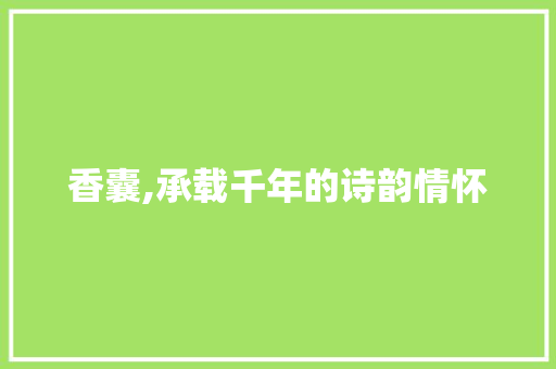 香囊,承载千年的诗韵情怀