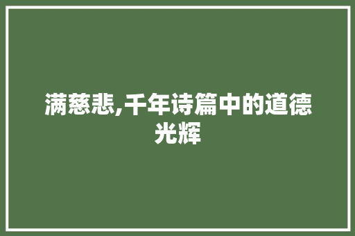 满慈悲,千年诗篇中的道德光辉