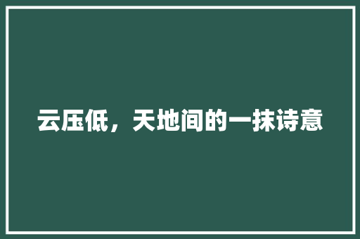 云压低，天地间的一抹诗意