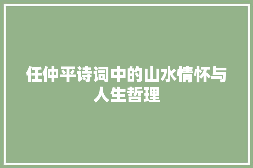 任仲平诗词中的山水情怀与人生哲理 工作计划