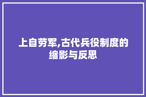上自劳军,古代兵役制度的缩影与反思