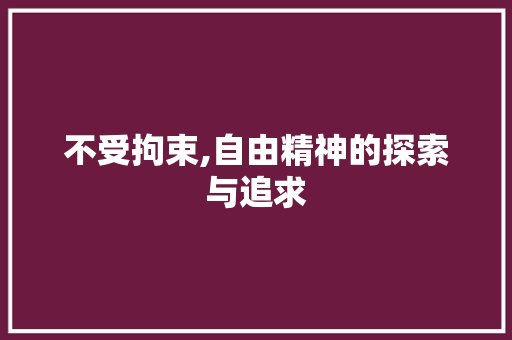 不受拘束,自由精神的探索与追求