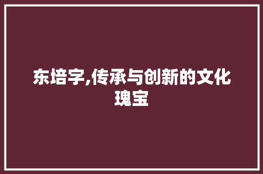 东培字,传承与创新的文化瑰宝 成语大全