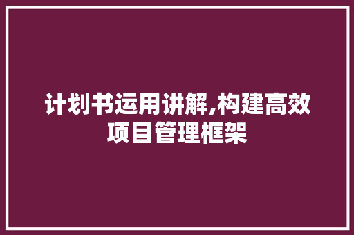 计划书运用讲解,构建高效项目管理框架