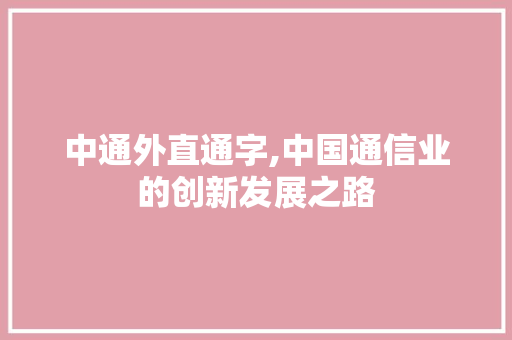 中通外直通字,中国通信业的创新发展之路 工作总结