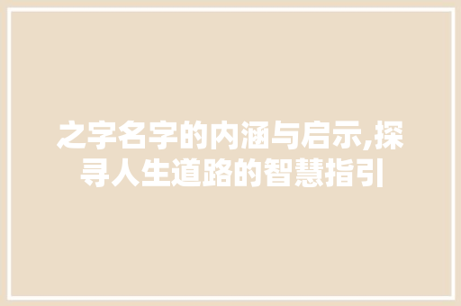 之字名字的内涵与启示,探寻人生道路的智慧指引 工作计划