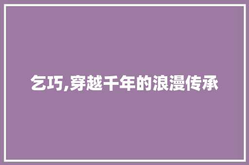乞巧,穿越千年的浪漫传承 成语大全