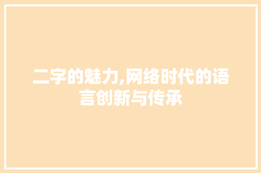二字的魅力,网络时代的语言创新与传承