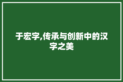 于宏字,传承与创新中的汉字之美 诗词鉴赏
