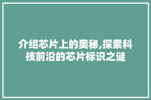 介绍芯片上的奥秘,探索科技前沿的芯片标识之谜