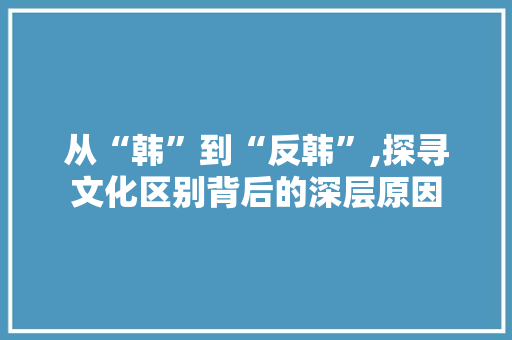 从“韩”到“反韩”,探寻文化区别背后的深层原因 演讲稿