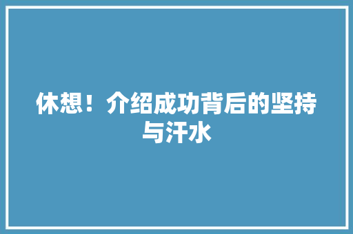 休想！介绍成功背后的坚持与汗水
