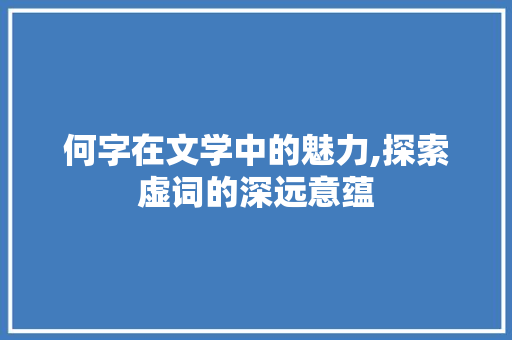 何字在文学中的魅力,探索虚词的深远意蕴