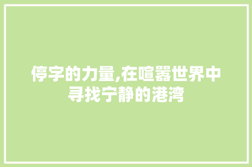 停字的力量,在喧嚣世界中寻找宁静的港湾