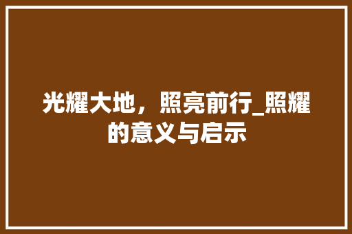 光耀大地，照亮前行_照耀的意义与启示 个人简历