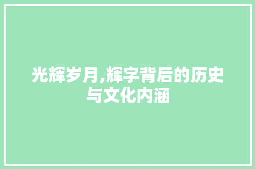 光辉岁月,辉字背后的历史与文化内涵