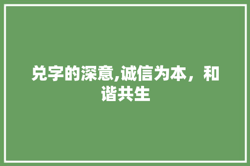 兑字的深意,诚信为本，和谐共生 工作计划