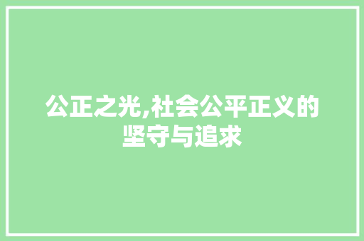 公正之光,社会公平正义的坚守与追求 名人名言