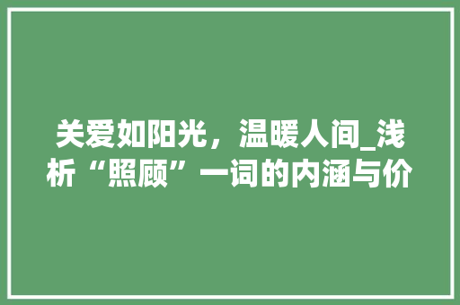 关爱如阳光，温暖人间_浅析“照顾”一词的内涵与价值 工作总结