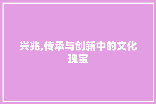 兴兆,传承与创新中的文化瑰宝
