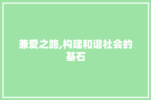 兼爱之路,构建和谐社会的基石 成语大全