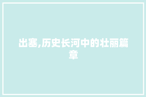 出塞,历史长河中的壮丽篇章 诗词鉴赏