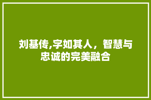 刘基传,字如其人，智慧与忠诚的完美融合 个人简历