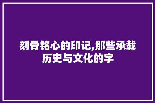 刻骨铭心的印记,那些承载历史与文化的字