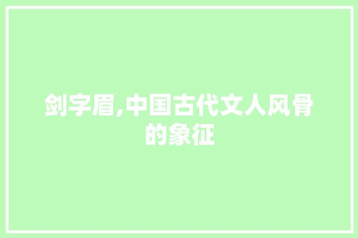 剑字眉,中国古代文人风骨的象征 成语大全