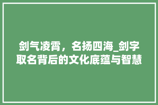 剑气凌霄，名扬四海_剑字取名背后的文化底蕴与智慧