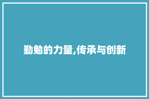 勤勉的力量,传承与创新