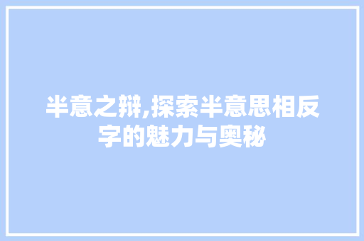 半意之辩,探索半意思相反字的魅力与奥秘