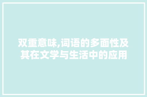 双重意味,词语的多面性及其在文学与生活中的应用