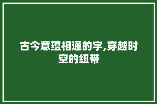 古今意蕴相通的字,穿越时空的纽带