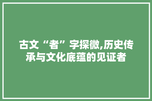 古文“者”字探微,历史传承与文化底蕴的见证者 国学经典